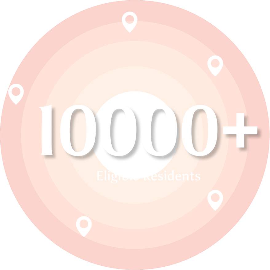 10000+ residents eligible